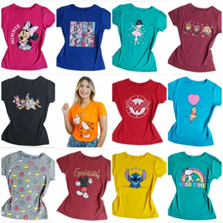 Blusa Feminina Tshirt Camiseta Baby Look Blusinha Moda Blogueira Verão Personagens