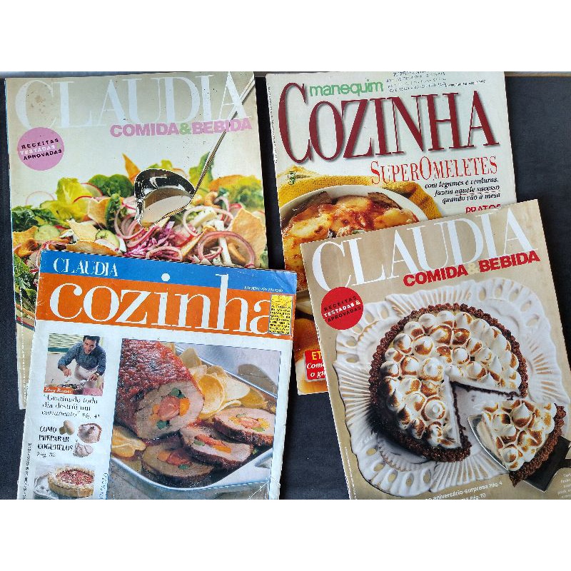 4 Revistas Cláudia Manequim Cozinha Comida e Bebida (1997)