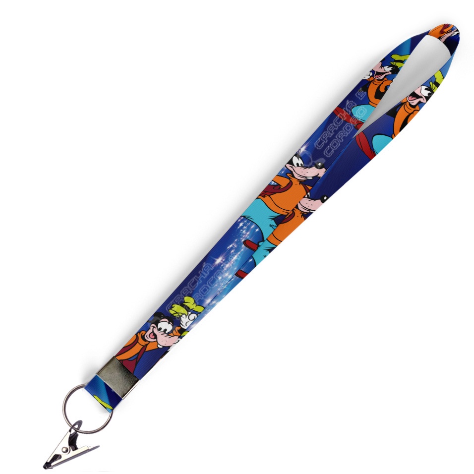 Cordão personalizado Pateta Disney para Crachá com Jacaré e Argola