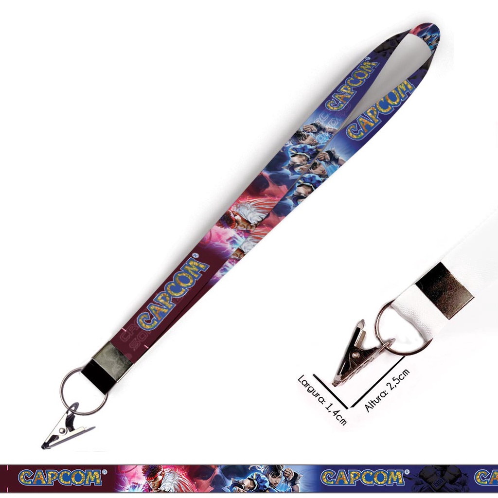 Cordão personalizado CAPCOM para Crachá com Jacaré e Argola