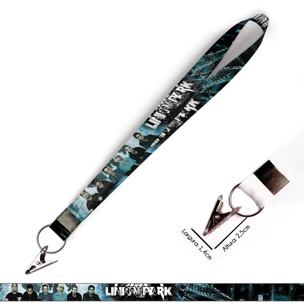 Cordão personalizado Linkin Park para Crachá com Jacaré e Argola