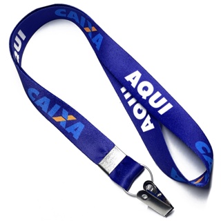 Cordão personalizado Caixa Aqui para Crachá com Jacaré e Argola em Oferta na Shopee