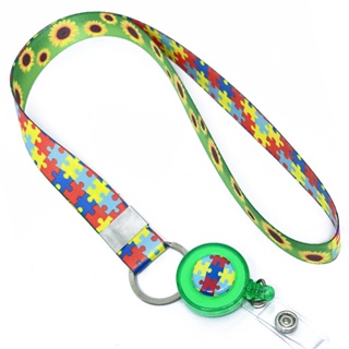 Cordão pescoço para crachá Girassol E Quebra Cabecas Com Roller Clip (yoyo) Verde em Oferta na Shopee