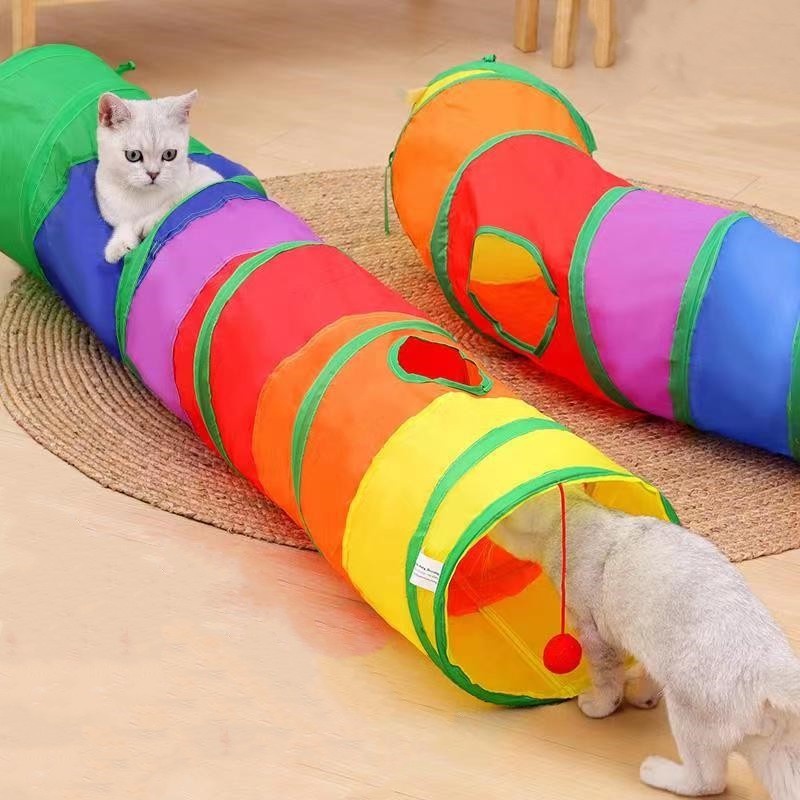Túnel De Treinamento De Coelho Para Gatos De Estimação/Gatinhos/Multicolorido Brinquedo Para Gato e Cães Interativo Túnel Gato Labirinto Dobrável