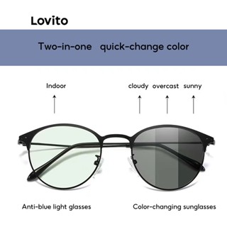 Lovito Casual Óculos Lisos Unissex com Armação de Metal Estilo Redondo e Lentes Transparentes L50AD194 (Dourado/Prateado/Preto)