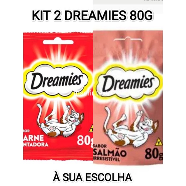 KIT 2 PACOTES PETISCO GATO DREAMIES 80G