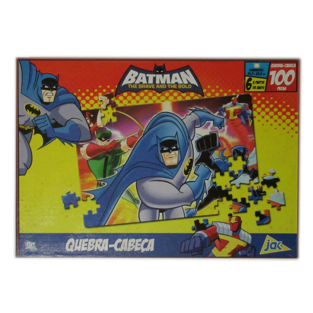 Quebra-Cabeça Puzzle Batman The brave and The Bold - 100 Peças - 34,5x22,6 cm - Jak