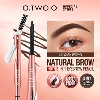 O.TWO.O 3 Em 1 Lápis De Sobrancelha + Navalha Com Escova Watrppof E 180 ° Fácil De Maquiagem Rotativo 24HR Naturalmente Definido 0,5mm-4mm Kits