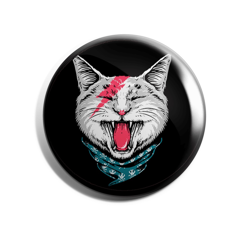 Botton	GATO BOWIE	Botton 3,5 cm botom (broche alfinete)  boton de variados, diversos, engraçados, infantil