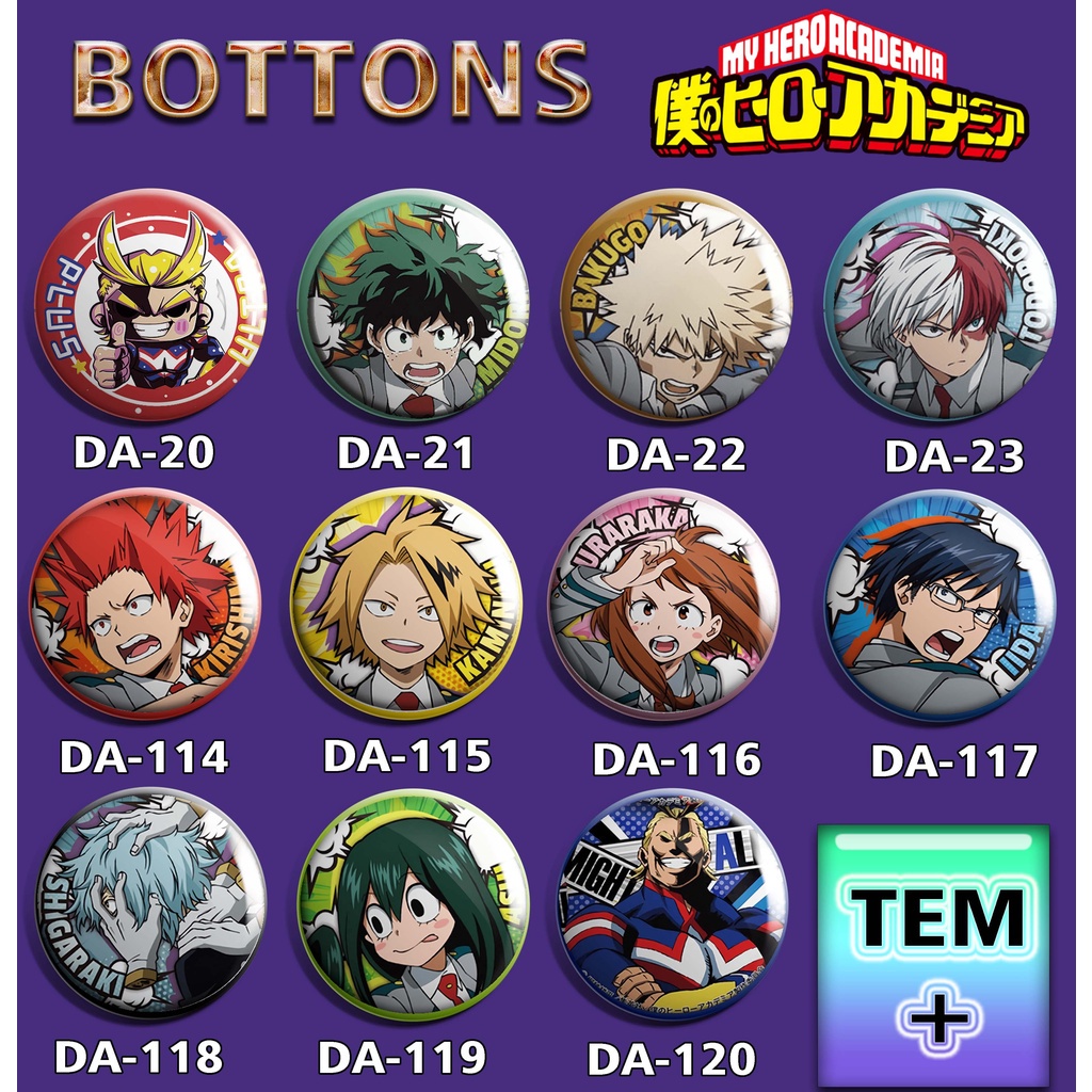 Bottons kit BOKU NO HERO Buttons 3,5cm Bottom my hero academy Buttom Academia de herois Botom Midorya Boton Todoroky Botton Bakugo UA BNH