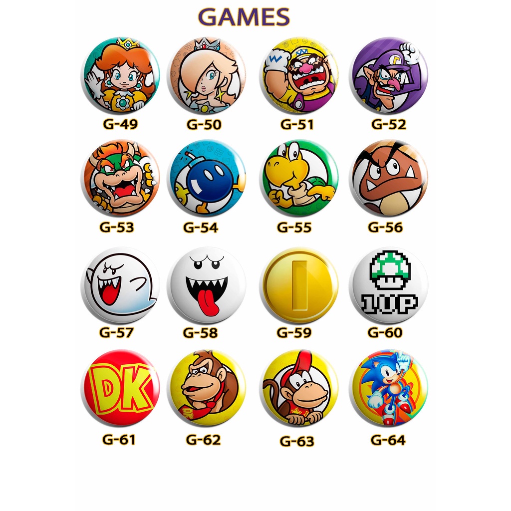 BOTTONS GAMES  3,5 cm PARTE 2 botom (broche alfinete)  boton de jogos, plastation pc xbox nintendo jogos classicos