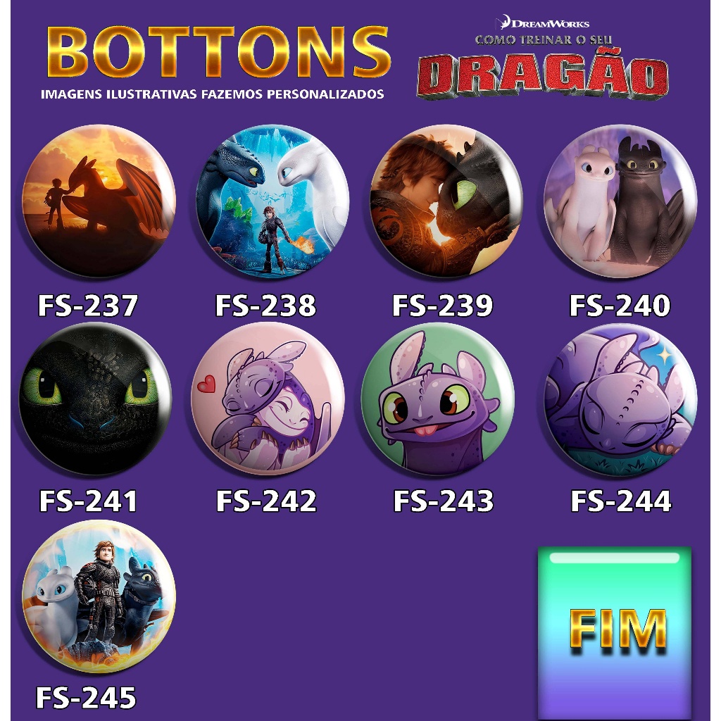 Bottons COMO TREINAR O SEU DRAGÃO" botton 3,8 cm Soluço bottoms Banguela  bottom para mochila da Astrid broche alfinete , Bottoms Dawn, Button Fúria da luz, Buttons namorada do Banguela