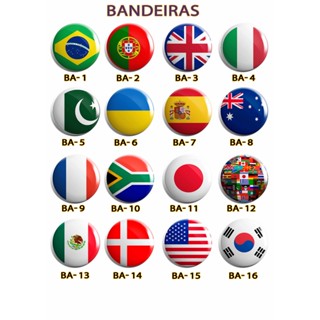 BOTTONS DE BANDEIRAS 3,5 cm botom (broche alfinete) boton de bandeira, nacionalidade, pais