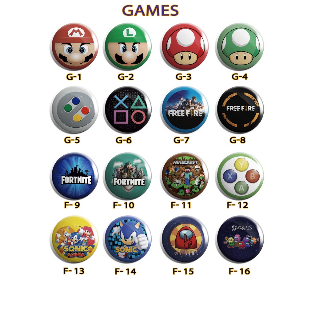 BOTTONS GAMES  3,5 cm PARTE 1 botom (broche alfinete)  boton de jogos, plastation pc xbox nintendo jogos classicos