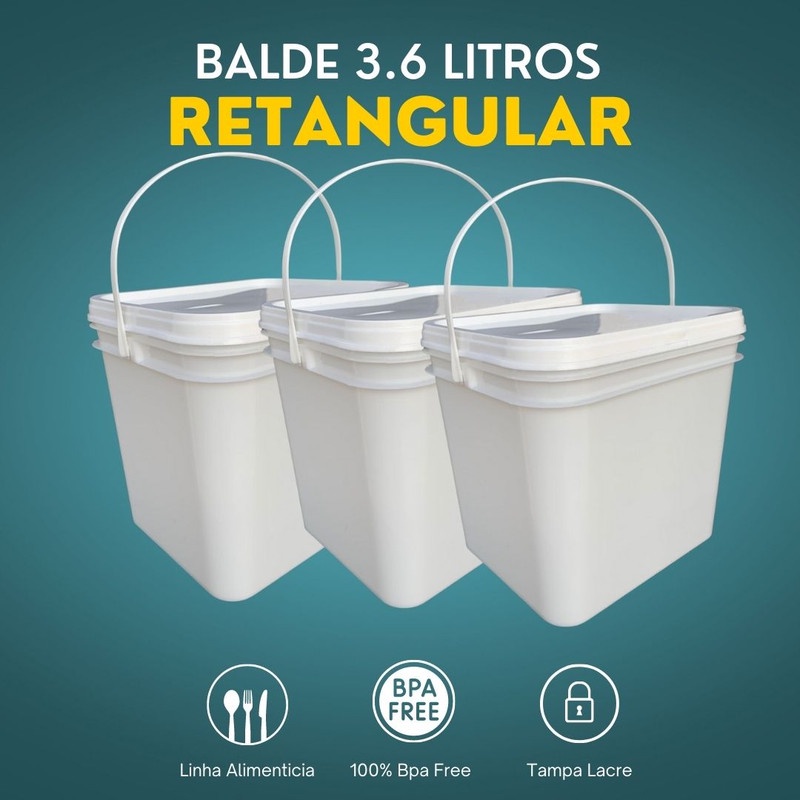 Balde Retangular para vodka e energetico Tampa Lacre 3L - 3 Pçs