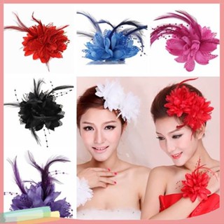 LK-Fashion Flower Feather Bead Espartilho De Pena Para Cabelo Alfinete De Casamento Headwear Decor Gift