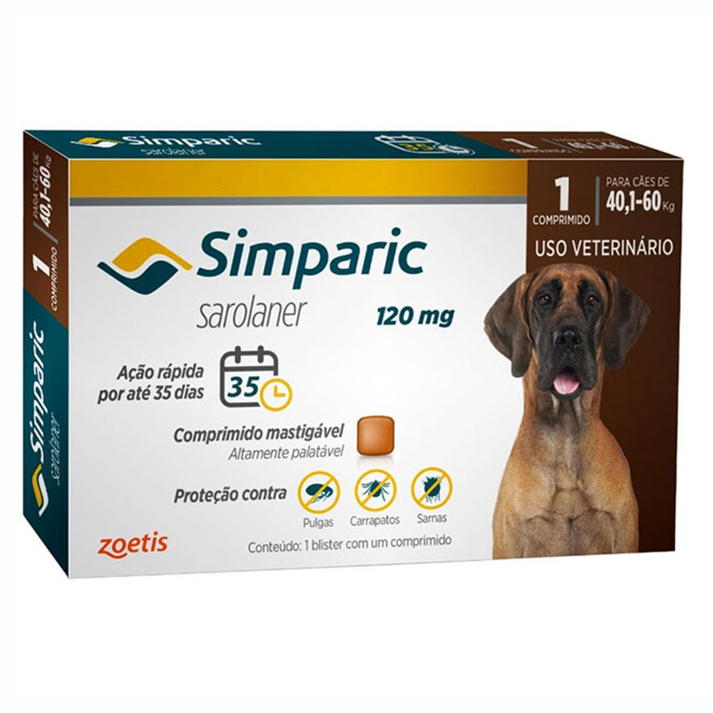 Simparic Antipulgas E Carrapatos Caes 40,1 A 60kg - Pets