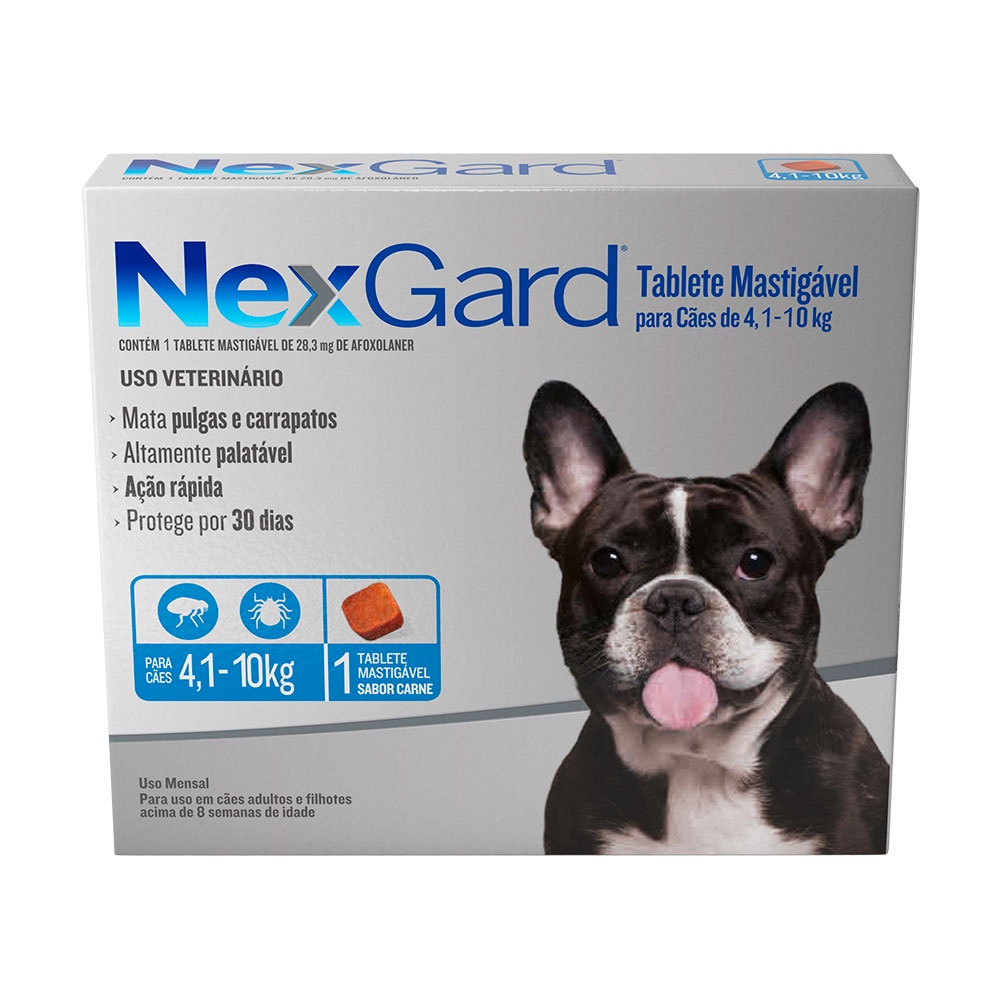 Antipulgas e Carrapatos Nexgard Cães 4,1 a 10kg 1 comprimido em Oferta na Shopee