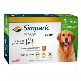 Simparic Antipulgas E Carrapatos Cães 20,1 A 40Kg em Oferta na Shopee