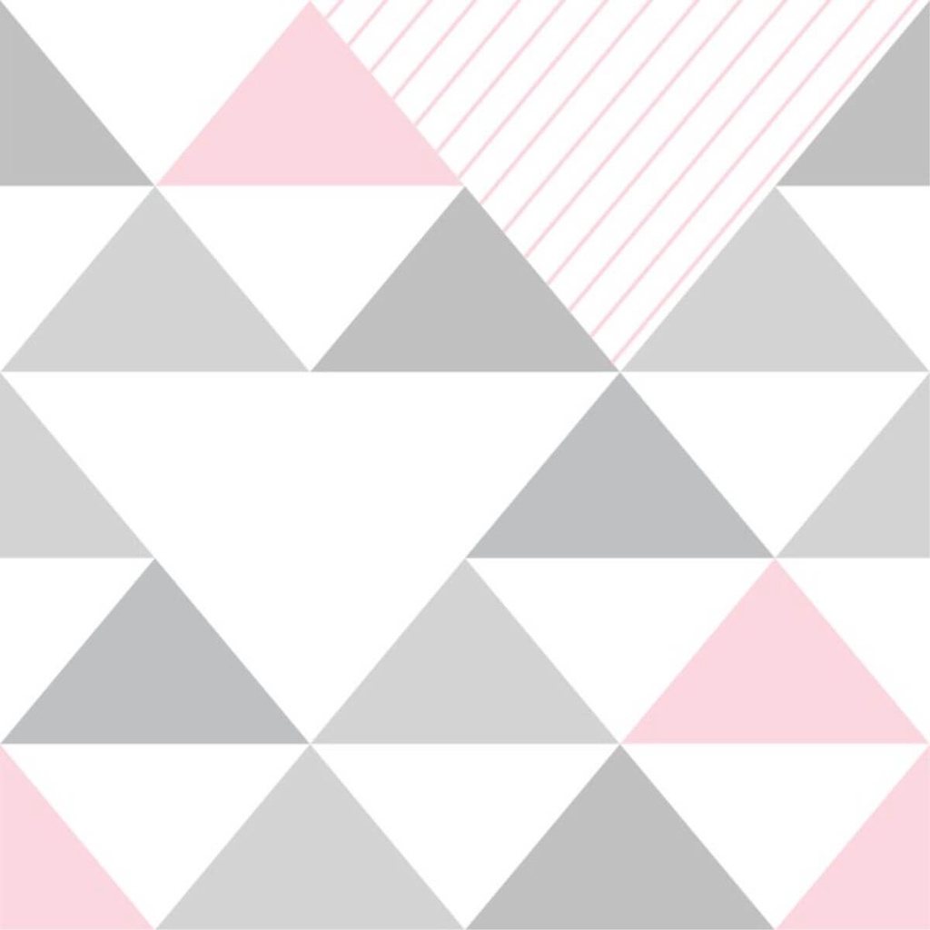Papel de Parede Autocolante Geométrico Triângulos Cinza e Rosa para Quarto · foto 2