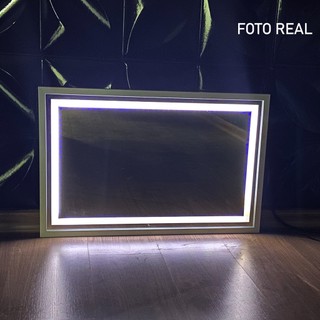 Espelho Jateado Retangular Grande Com Moldura E Led 12v em Oferta na Shopee