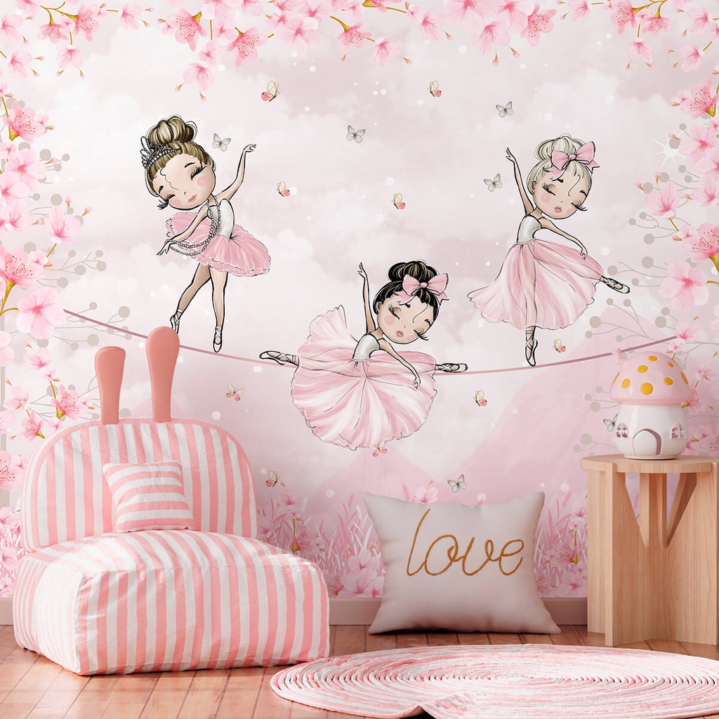 Papel De Parede Autocolante Personalizado Bailarinas Na Corda - Home & Living