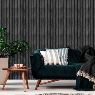 Papel de Parede Madeira Ripada Black em Oferta na Shopee