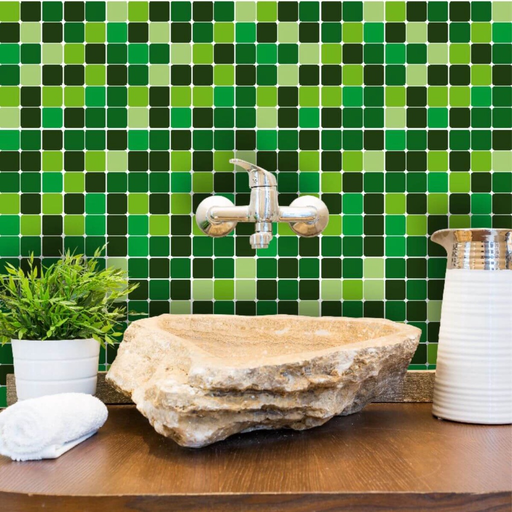 Kit Adesivo Azulejo Estilo Pastilhas em Tons de Verde em Oferta na Shopee