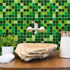 Kit Adesivo Azulejo Estilo Pastilhas em Tons de Verde