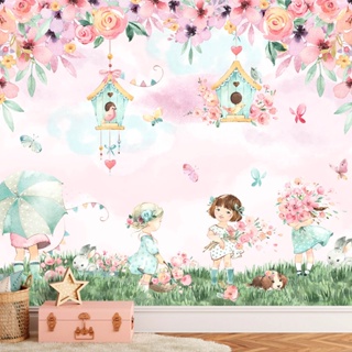 Papel de Parede Personalizado Jardim Aquarela Floristas em Oferta na Shopee