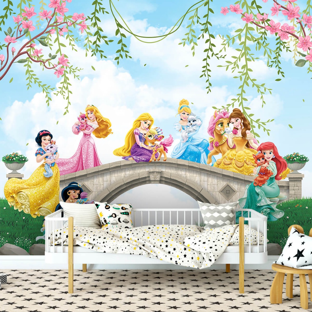Papel De Parede Personalizado Princesas Encantadoras Decoração Quarto Infantil
