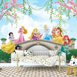 Papel De Parede Personalizado Princesas Encantadoras Decoração Quarto Infantil