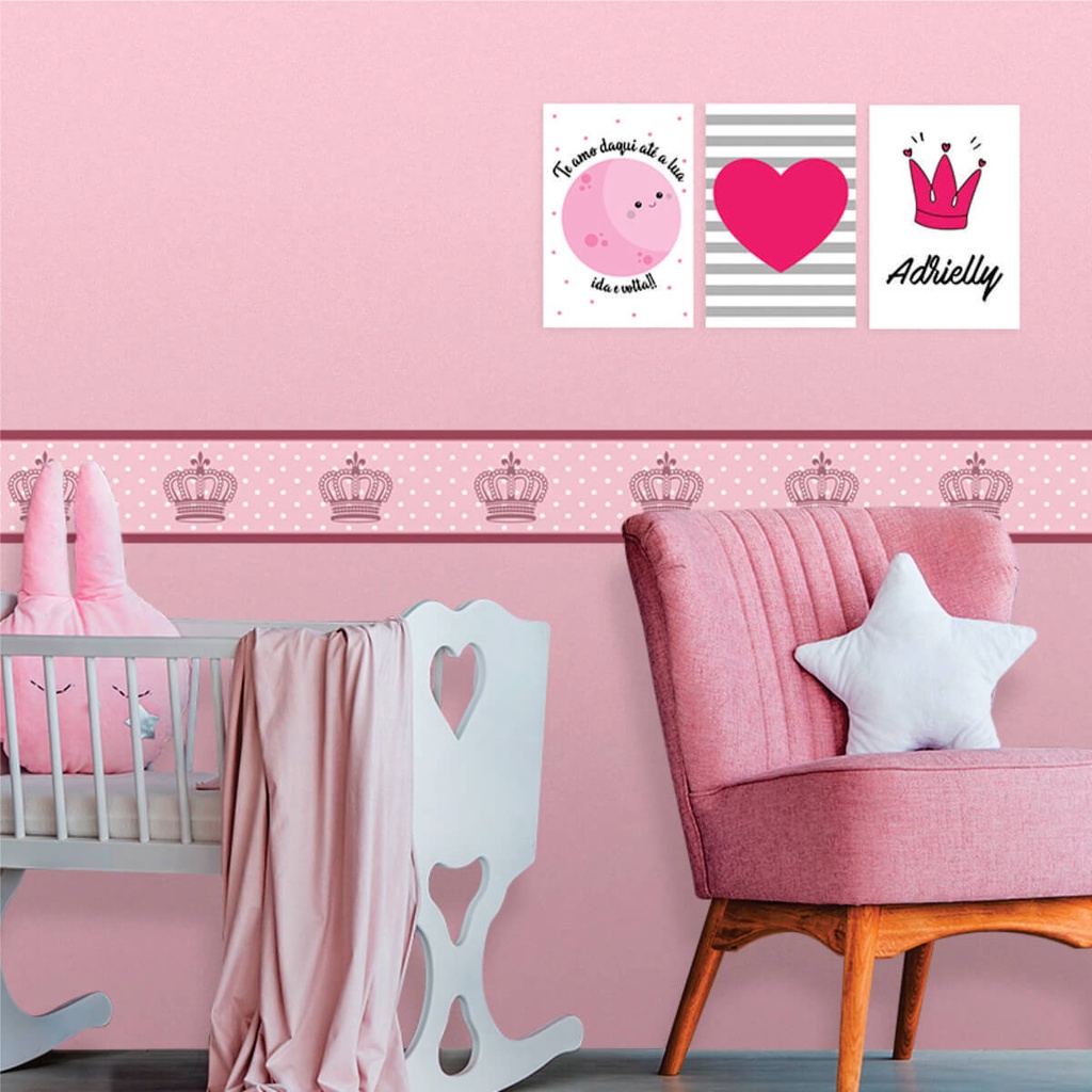 Faixa Decorativa Infantil Coroas com Póa Decoração Quarto Criança