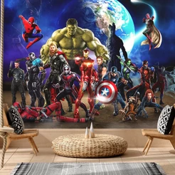 Papel De Parede Autocolante Personalizado Lavável Os Vingadores
