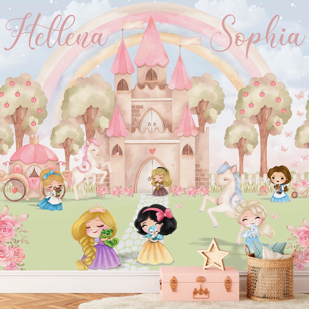 Papel De Parede Personalizado Castelo Princesas em Oferta na Shopee