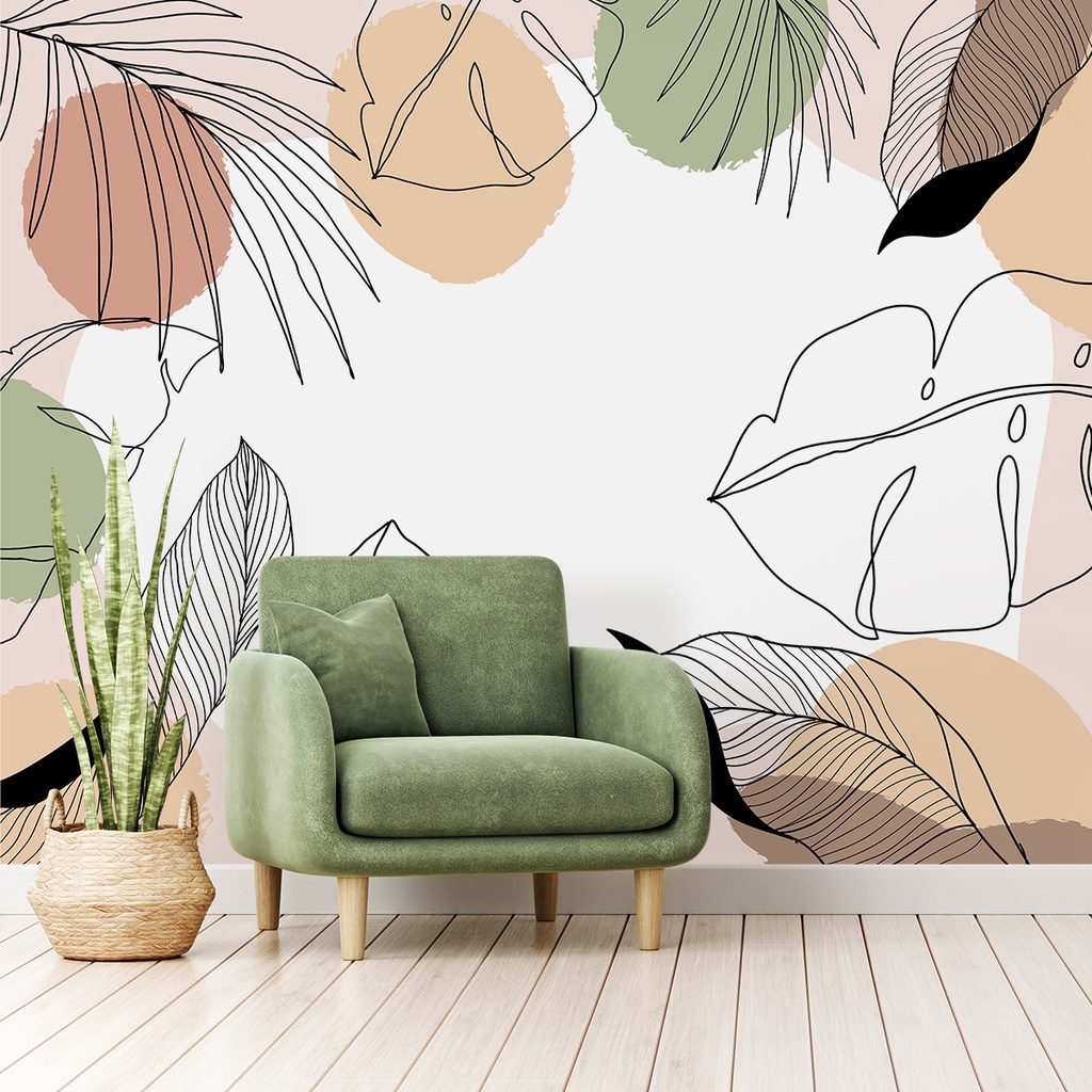 Papel De Parede Autocolante Personalizado Jardim Boho Tropical em Oferta na Shopee