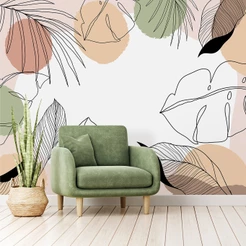 Papel De Parede Autocolante Personalizado Jardim Boho Tropical