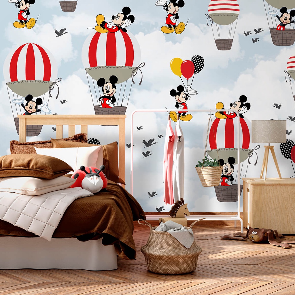 Papel de Parede Personalizado Mickey Balão em Oferta na Shopee