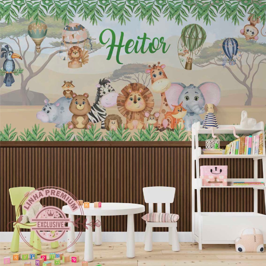 Papel De Parede Personalizado Safári Savana Decoração Quarto Infantil Inove em Oferta na Shopee