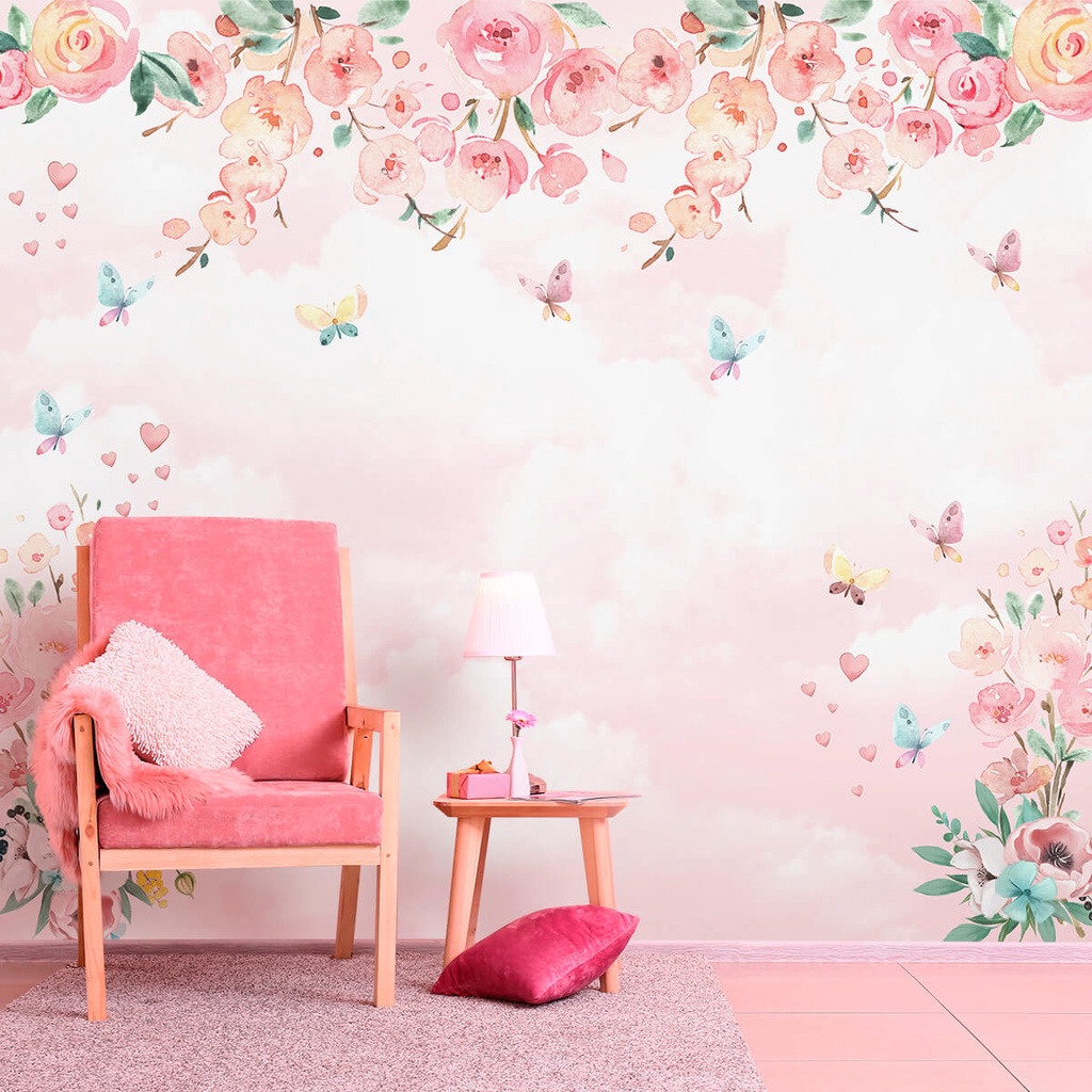 Papel De Parede Personalizado Jardim Mágico Aquarela em Oferta na Shopee