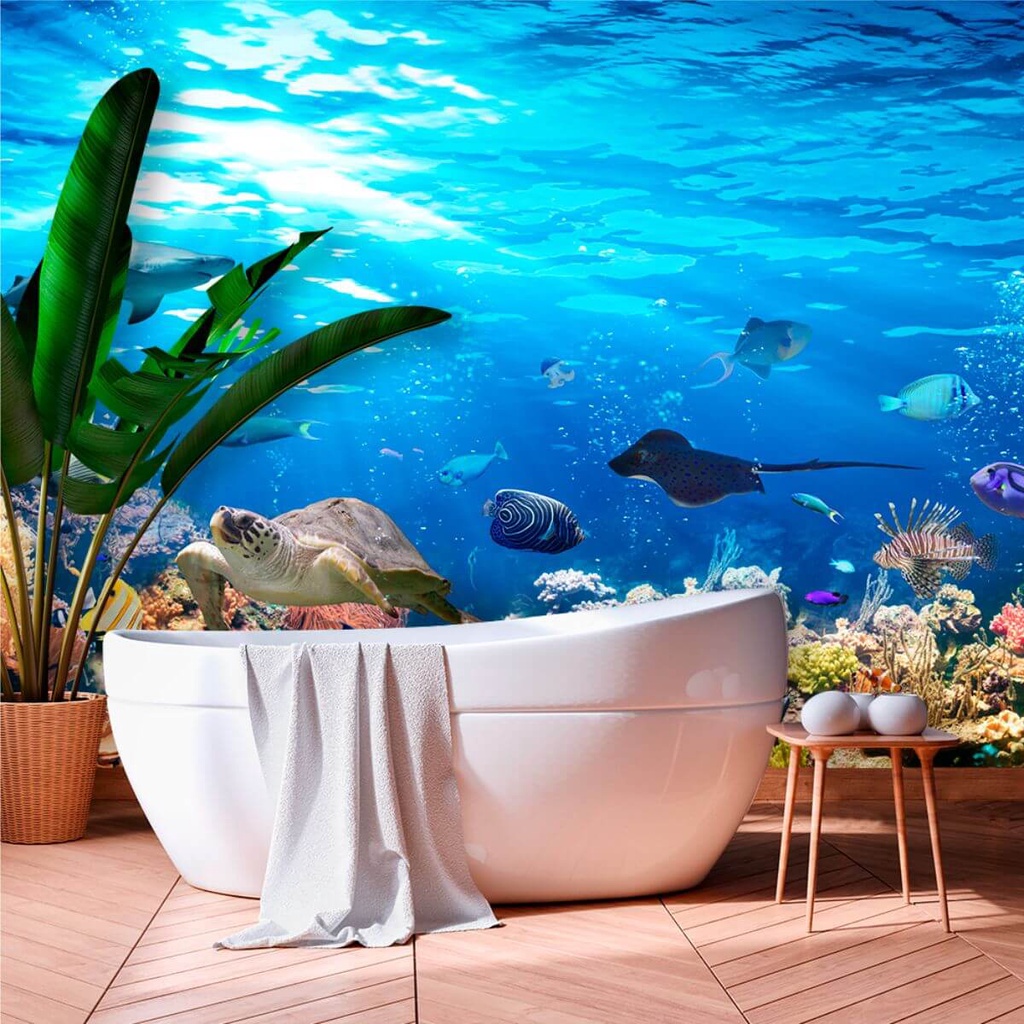 Papel de Parede Personalizado Fundo do Mar em Oferta na Shopee