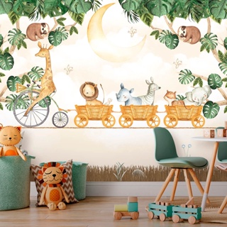 Papel de Parede Autocolante Personalizado Safári Girafa Ciclista Decoração Quarto Infantil em Oferta na Shopee