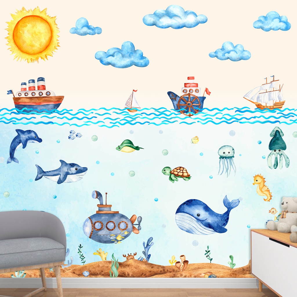 Papel de Parede Personalizado Fundo Do Mar Decoração Inove em Oferta na Shopee