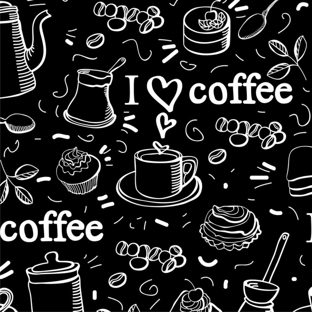 Papel de Parede Para Cozinha Love Coffee Preto e Branco em Oferta na Shopee