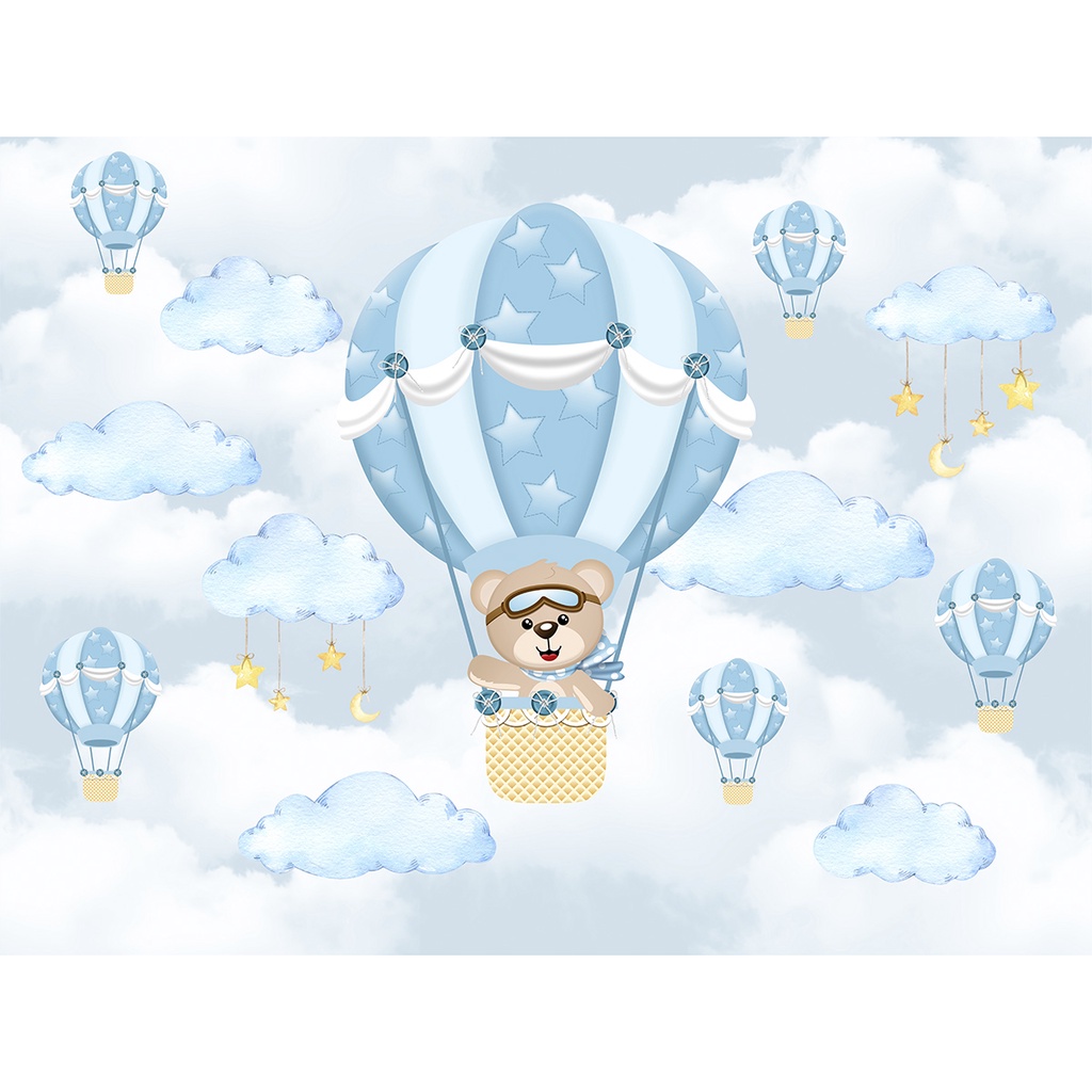 Papel de Parede Autocolante Personalizado Ursinho Balão Encantado - Home & Living