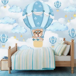 Papel de Parede Autocolante Personalizado Ursinho Balão Encantado