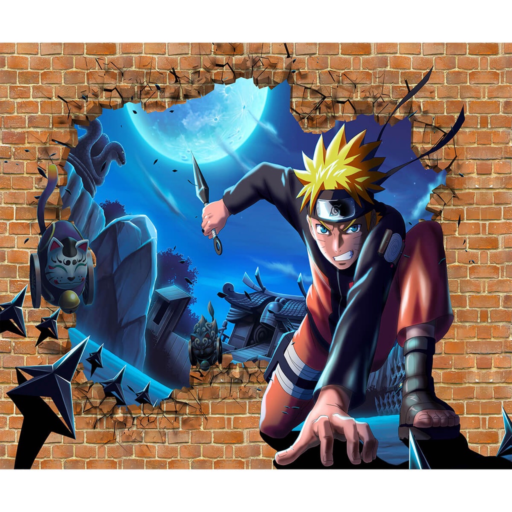Papel de Parede Personalizado Naruto Buraco Decoração quarto Infantil Inove - Home & Living
