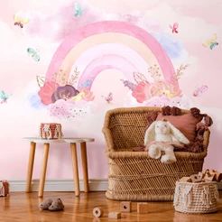 Papel de Parede Personalizado Arco-Íris de Algodão Doce Decoração Inove