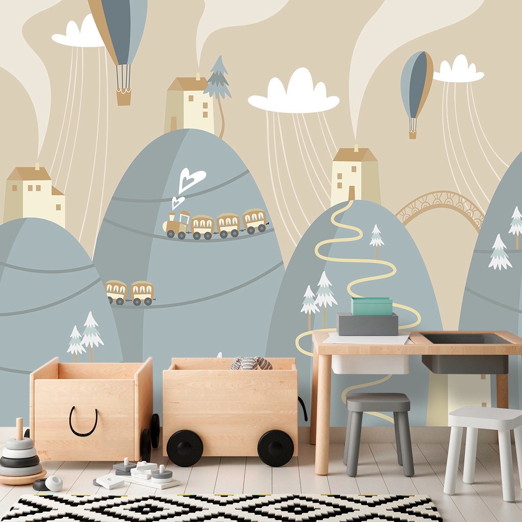 Papel de Parede Personalizado Trem Montanhas em Oferta na Shopee