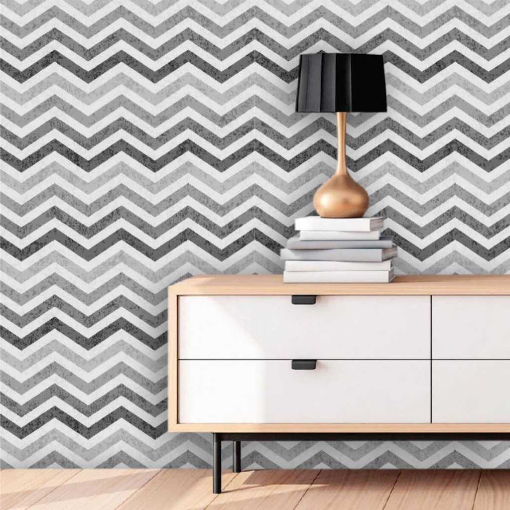Papel de Parede Autocolante Chevron em Tons de Cinza 2,70m em Oferta na Shopee